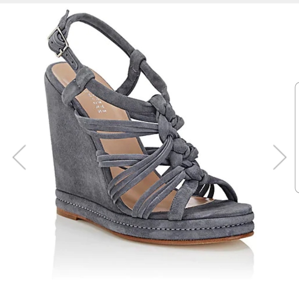 Knotted-Strap Suede Platform-Wedge